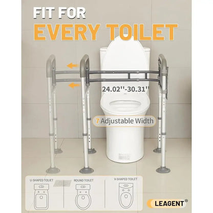 Adjustable Toilet Safety Rails for Seniors – Sturdy Support Frame with Tool-Free Installation, Lightweight Aluminum Design 3