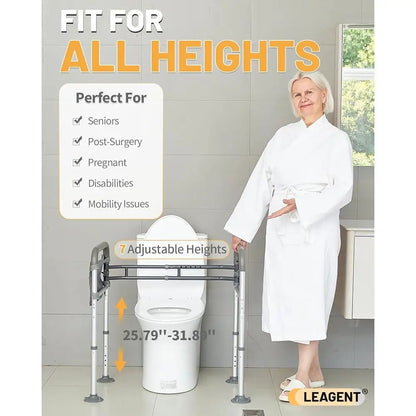Adjustable Toilet Safety Rails for Seniors – Sturdy Support Frame with Tool-Free Installation, Lightweight Aluminum Design 4