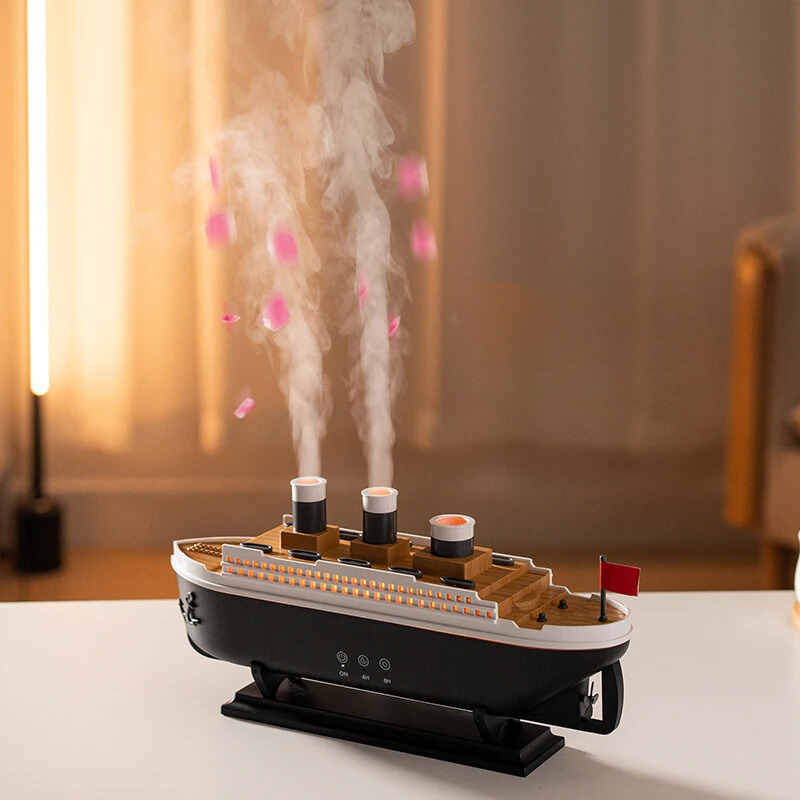 Air Humidifier with Aroma Diffuser and LED Lights – Stylish Cruise Ship Design 2
