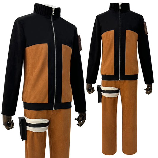 Anime Uzumaki Cosplay Costume for Adults – Complete Set with Top, Pants, Headdress, and Accessories