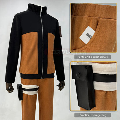 Anime Uzumaki Cosplay Costume for Adults – Complete Set with Top, Pants, Headdress, and Accessories
