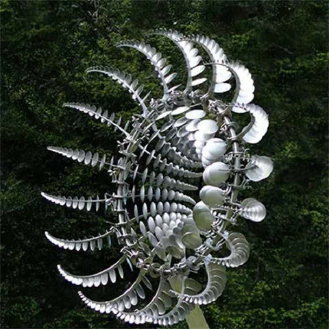 Anti-Rust Kinetic Metal Wind Spinner for Garden Decoration – Unique Design with 18 Rotating Wings 0