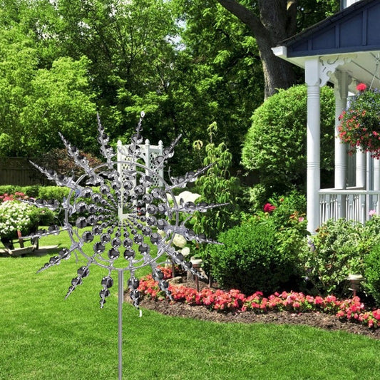 Anti-Rust Kinetic Metal Wind Spinner for Garden Decoration – Unique Design with 18 Rotating Wings 1