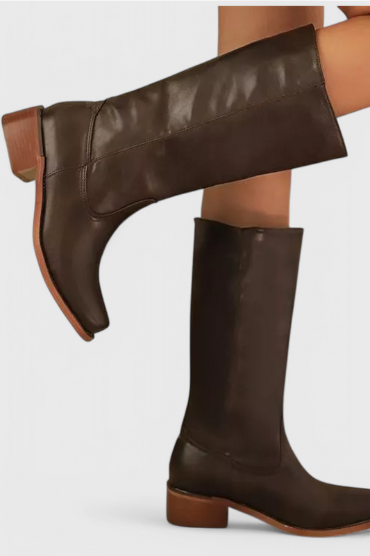 Black Knee High Boots for Women with Stacked Heel and Round Toe – Stylish and Comfortable Long Boots 1