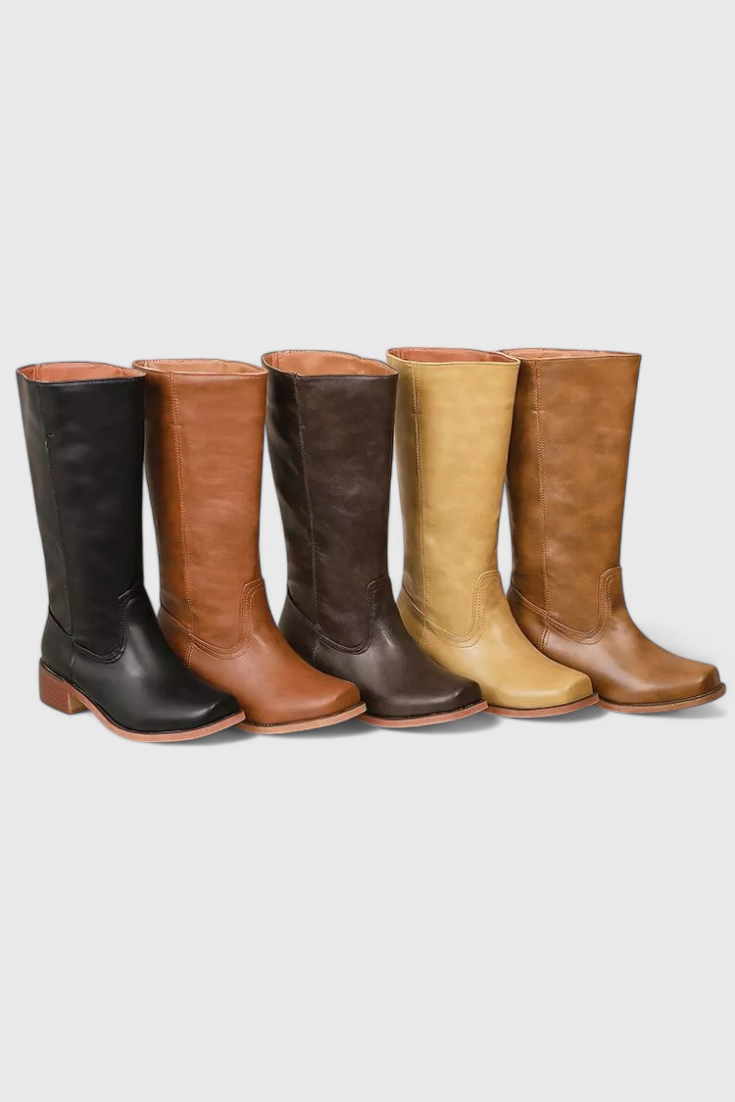 Black Knee High Boots for Women with Stacked Heel and Round Toe – Stylish and Comfortable Long Boots 3