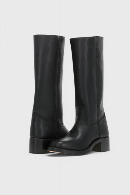 Black Knee High Boots for Women with Stacked Heel and Round Toe – Stylish and Comfortable Long Boots 4