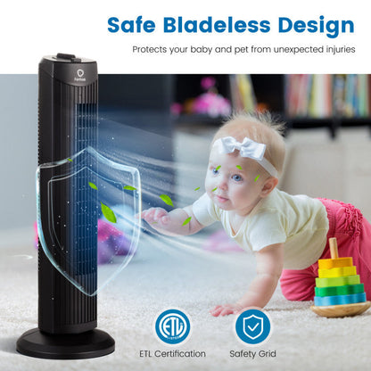 Bladeless Tower Fan – 28-Inch Ultra-Quiet Design with Oscillation and 3-Speed Settings 7
