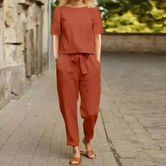 Casual Vintage Outfit Set for Spring and Summer – Soft Cotton Blend in Multiple Colors and Sizes 0