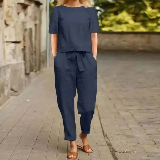 Casual Vintage Outfit Set for Spring and Summer – Soft Cotton Blend in Multiple Colors and Sizes 1