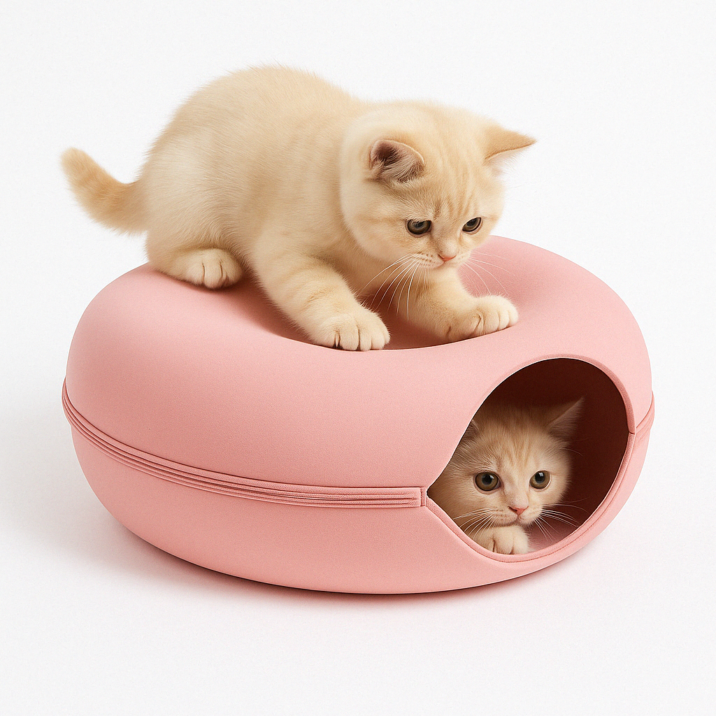Cat Bed Tunnel Cave for Multiple Cats – Scratch-Resistant Felt Design with Spacious Tunnel and Peephole Opening 2