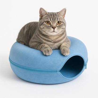 Cat Bed Tunnel Cave for Multiple Cats – Scratch-Resistant Felt Design with Spacious Tunnel and Peephole Opening 3