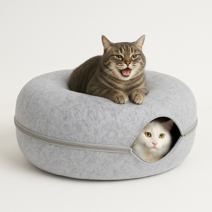 Cat Bed Tunnel Cave for Multiple Cats – Scratch-Resistant Felt Design with Spacious Tunnel and Peephole Opening 4