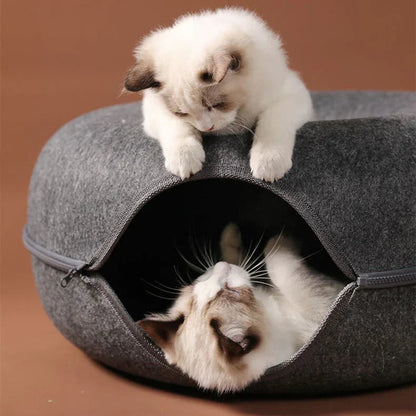 Cat Bed Tunnel Cave for Multiple Cats – Scratch-Resistant Felt Design with Spacious Tunnel and Peephole Opening 7