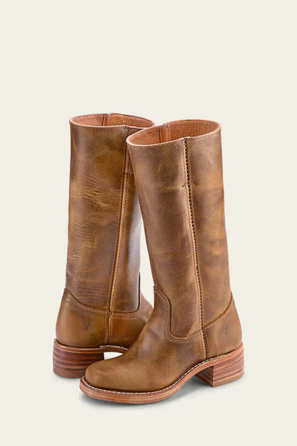 Classic Women's Leather Boots with Block Heel – Durable Handcrafted Design for Timeless Style 0