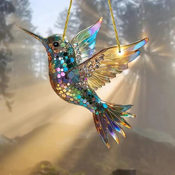 Colorful Hummingbird Suncatcher – Stained Glass Window Decoration for Home and Garden, 20x20 cm 0