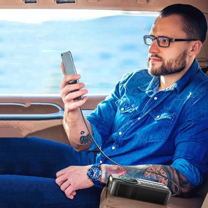 Compact Car Air Pump and Jump Starter with LED Light – Portable Emergency Power Bank 1