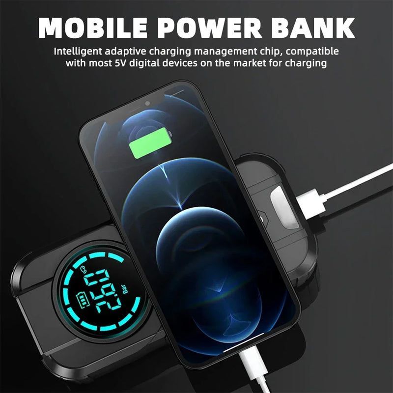 Compact Car Air Pump and Jump Starter with LED Light – Portable Emergency Power Bank 6