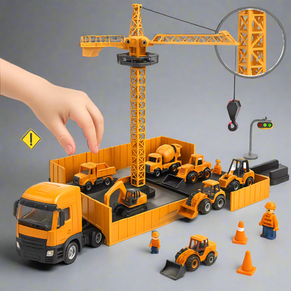 Construction Toy Set with Crane Truck and Vehicles – Interactive Playset for Kids 1