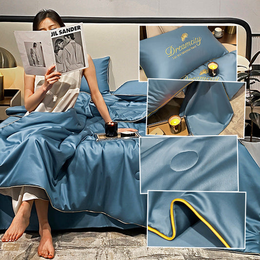 Cooling Silk Summer Quilt, Lightweight Breathable Bedding Set in Various Colors for Comfortable Sleep 0