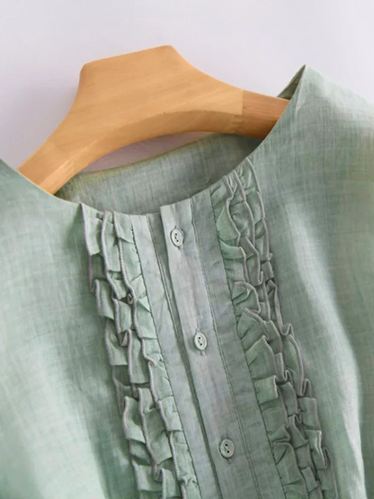 Cotton and Linen Ruffle Dress – Lightweight Summer Dress for Casual and Beach Wear 3