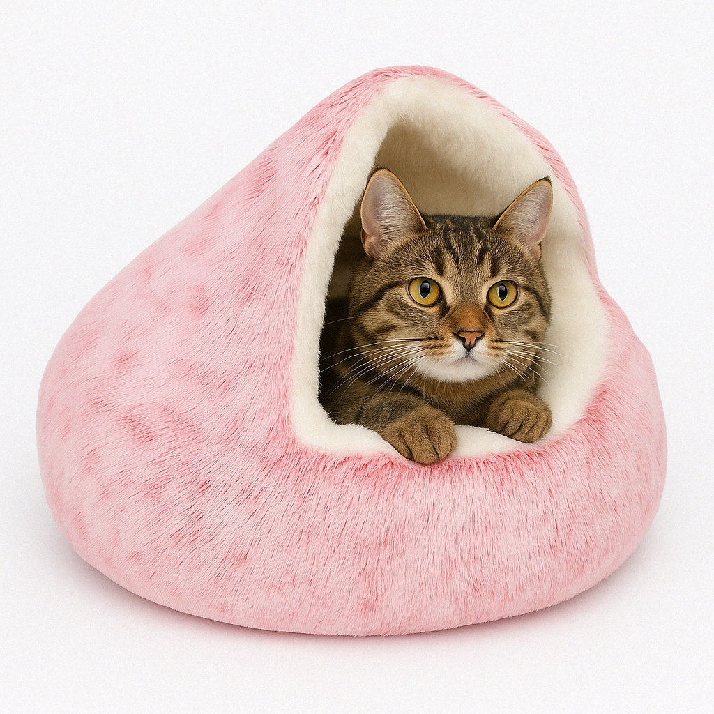 Cozy Cat Bed Cave with Orthopedic Support – Plush Hooded Design for Anxiety Relief, Ideal for Cats and Small Dogs 1