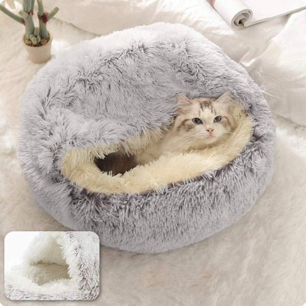 Cozy Cat Bed Cave with Orthopedic Support – Plush Hooded Design for Anxiety Relief, Ideal for Cats and Small Dogs 4
