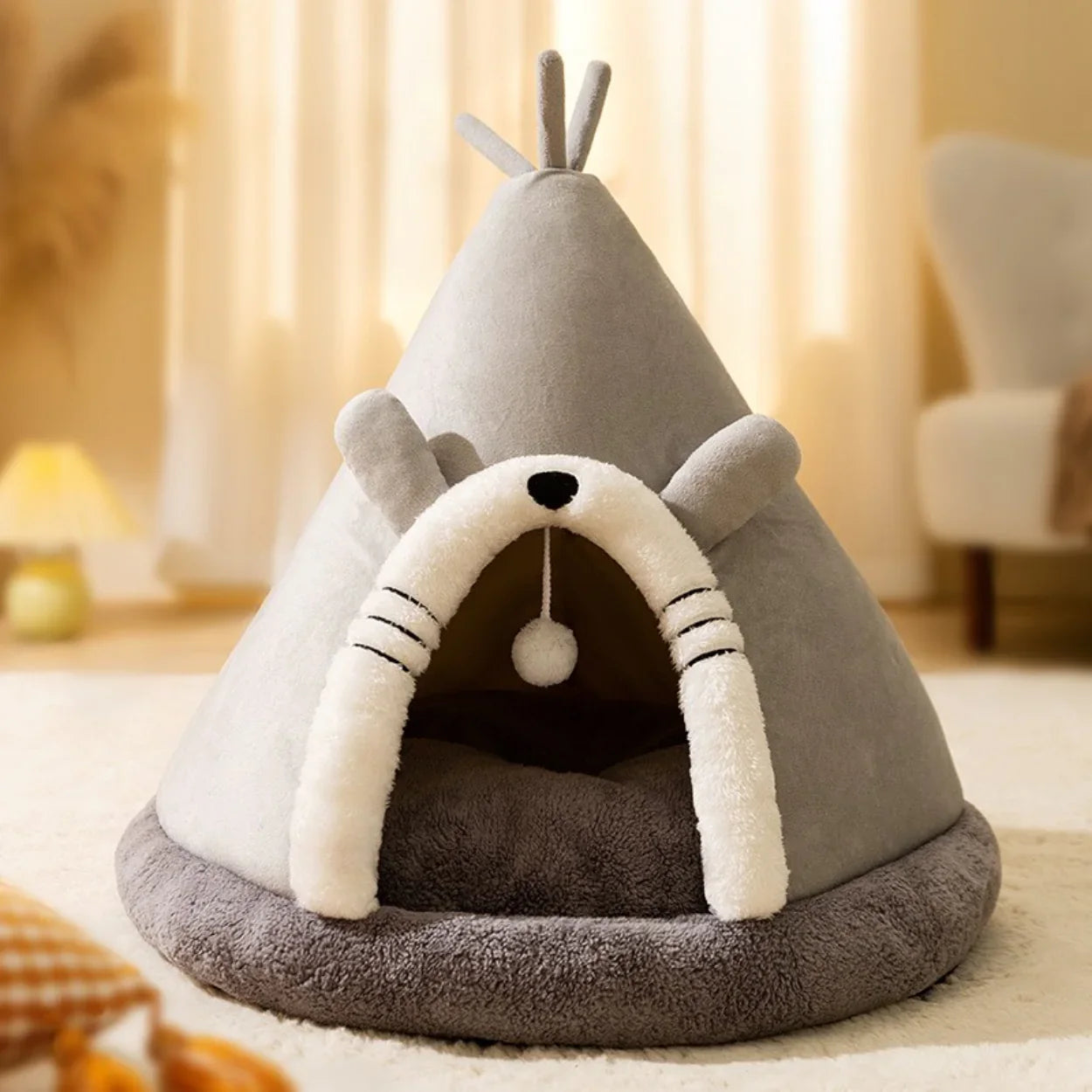 Cozy Cat Bed Tent in Soft Fleece Fabric – Warm Indoor Retreat for Cats and Small Pets 2