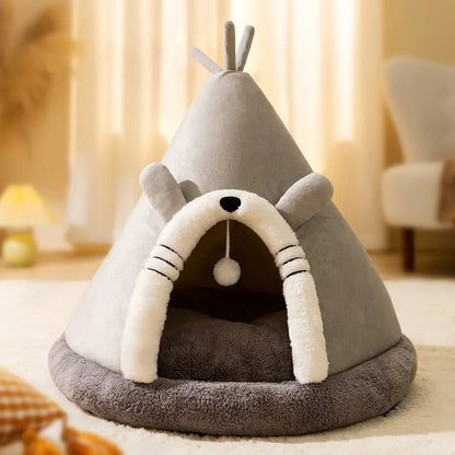 Cozy Cat Bed Tent in Soft Fleece Fabric – Warm Indoor Retreat for Cats and Small Pets 2