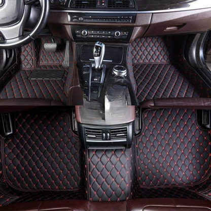 Custom Black Red Leather Car Floor Mats – Waterproof and Durable Protection 0
