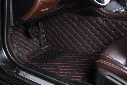 Custom Black Red Leather Car Floor Mats – Waterproof and Durable Protection 1