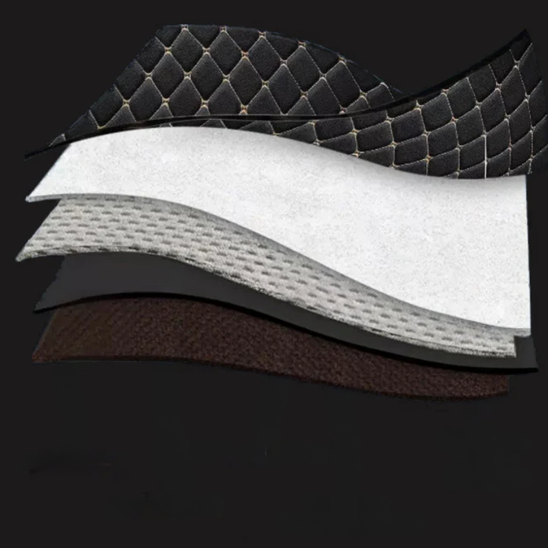 Custom Waterproof Leather Car Floor Mats – Black with White Stitching for All Vehicle Types 3