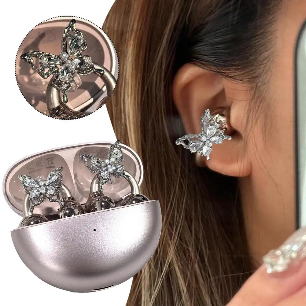 Customizable Bling Ear-Clip Accessories for Earbuds – Stylish Zircon Jewelry for Girls, Lightweight Copper Alloy, Easy Installation 1