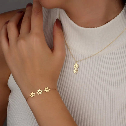 Customizable Gold Paw Charm Bracelet – Adjustable Stainless Steel Pet Jewelry with Engraving Options for Pet Lovers 2