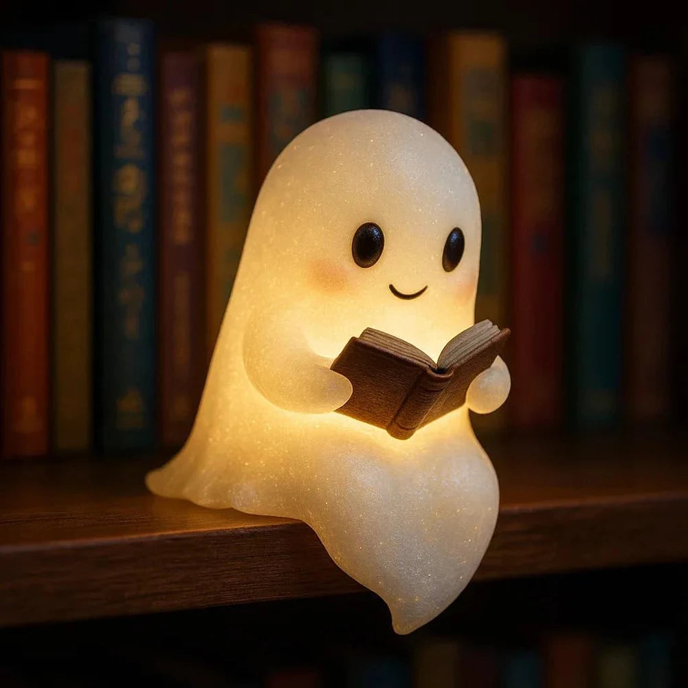 Cute Ghost 3D LED Night Light - Whimsical Reading Lamp for Bedroom and Study, Soft Illumination, Portable Decor