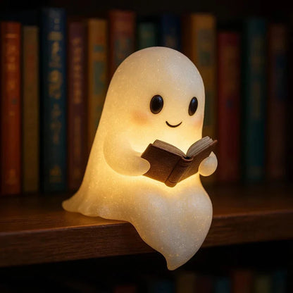 Cute Ghost 3D LED Night Light - Whimsical Reading Lamp for Bedroom and Study, Soft Illumination, Portable Decor