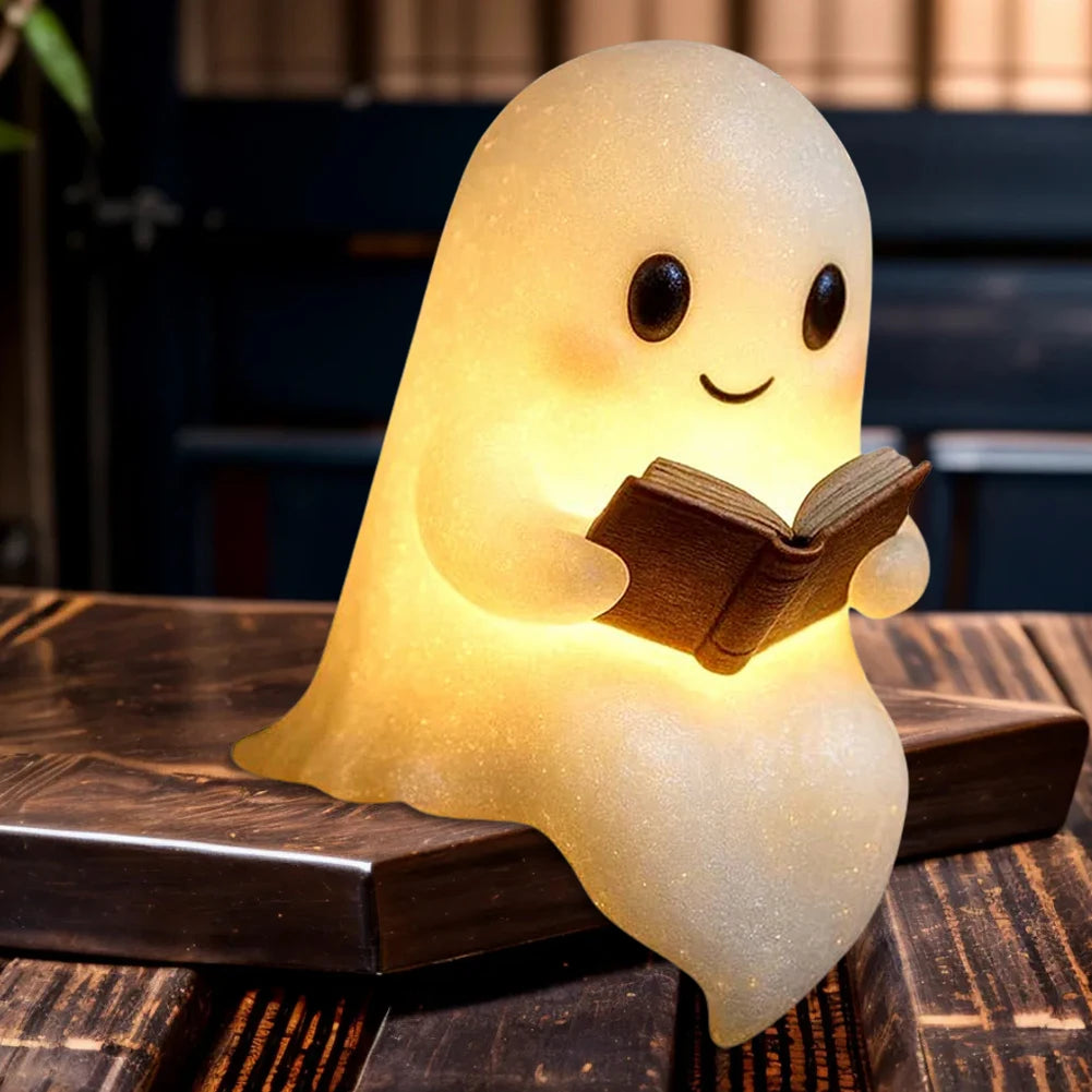 Cute Ghost 3D LED Night Light - Whimsical Reading Lamp for Bedroom and Study, Soft Illumination, Portable Decor