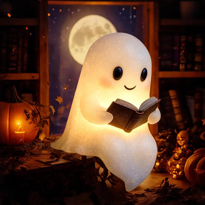 Cute Ghost 3D LED Night Light - Whimsical Reading Lamp for Bedroom and Study, Soft Illumination, Portable Decor