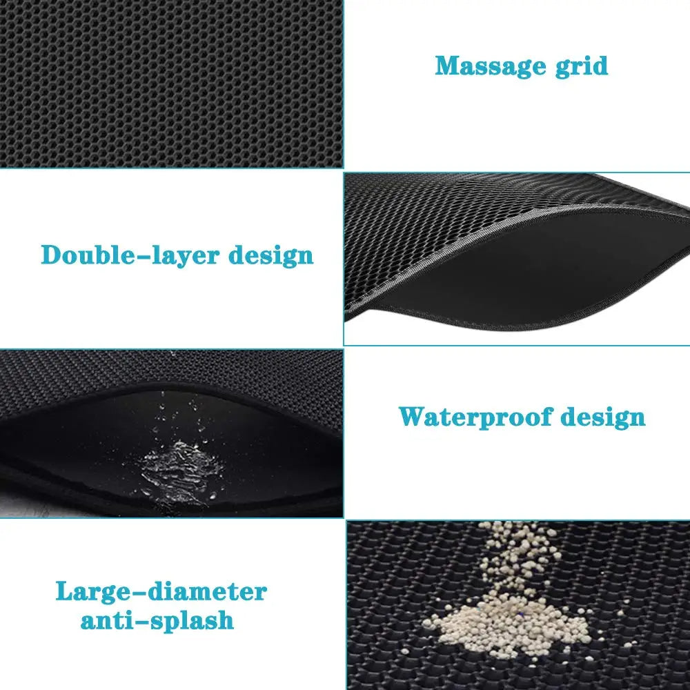 Double Layer Cat Litter Mat with Non-Slip Base – Waterproof, Easy to Clean Kitty Litter Mat for All Litter Box Types 2