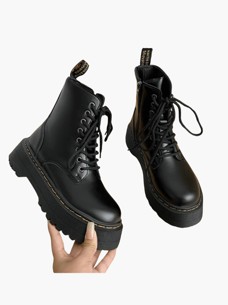 Elegant Leather Platform Boots with Chunky Sole – Stylish and Comfortable Footwear for Urban Fashion 5