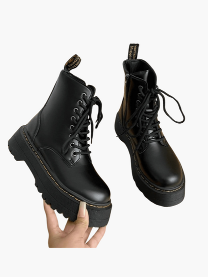 Elegant Leather Platform Boots with Chunky Sole – Stylish and Comfortable Footwear for Urban Fashion 5