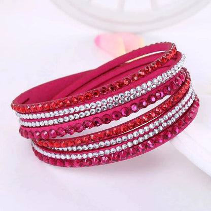 Elegant Leather Wrap Bracelet with Rhinestones – Multi-Strand Design for Women 5