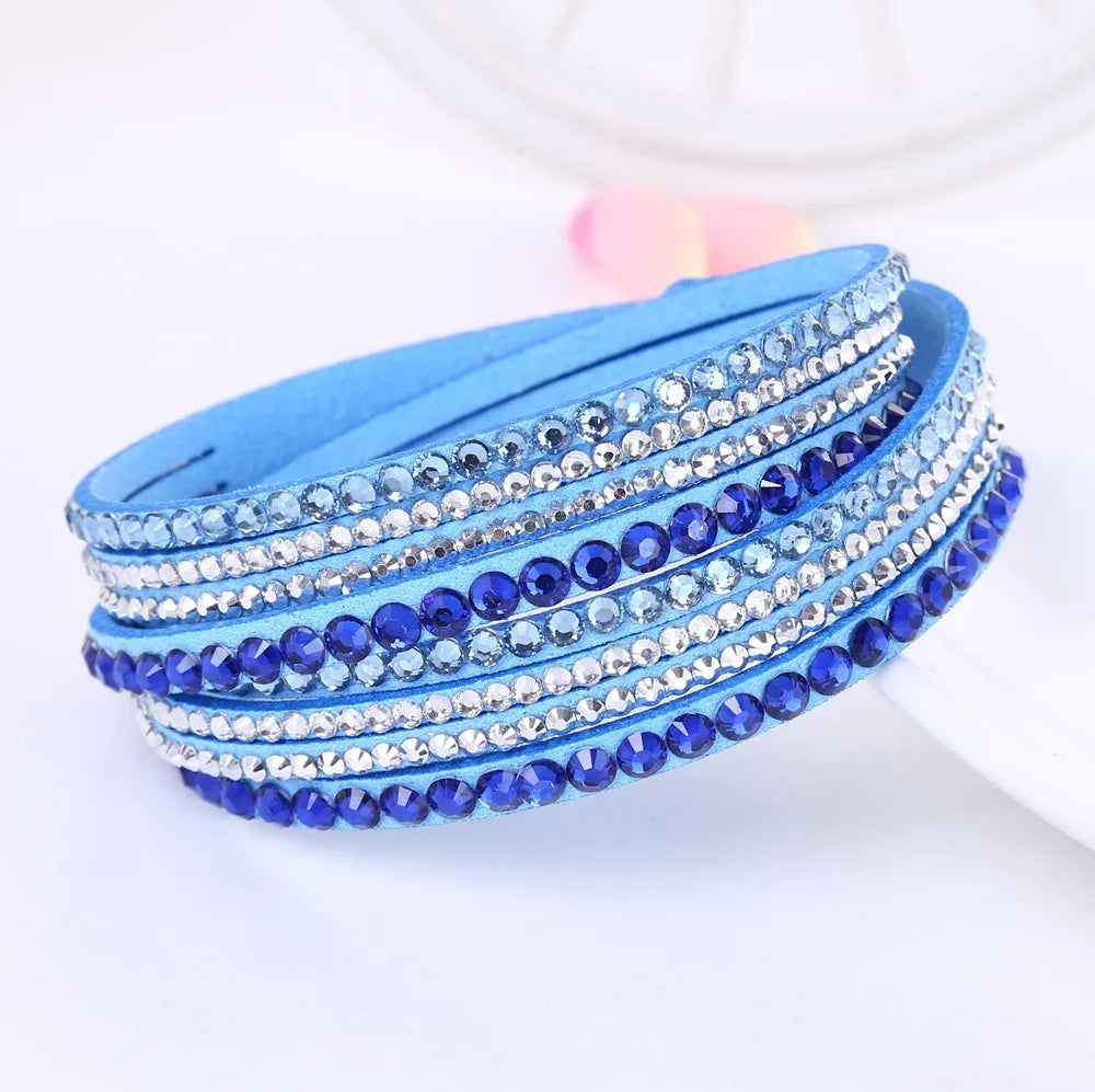 Elegant Leather Wrap Bracelet with Rhinestones – Multi-Strand Design for Women 7