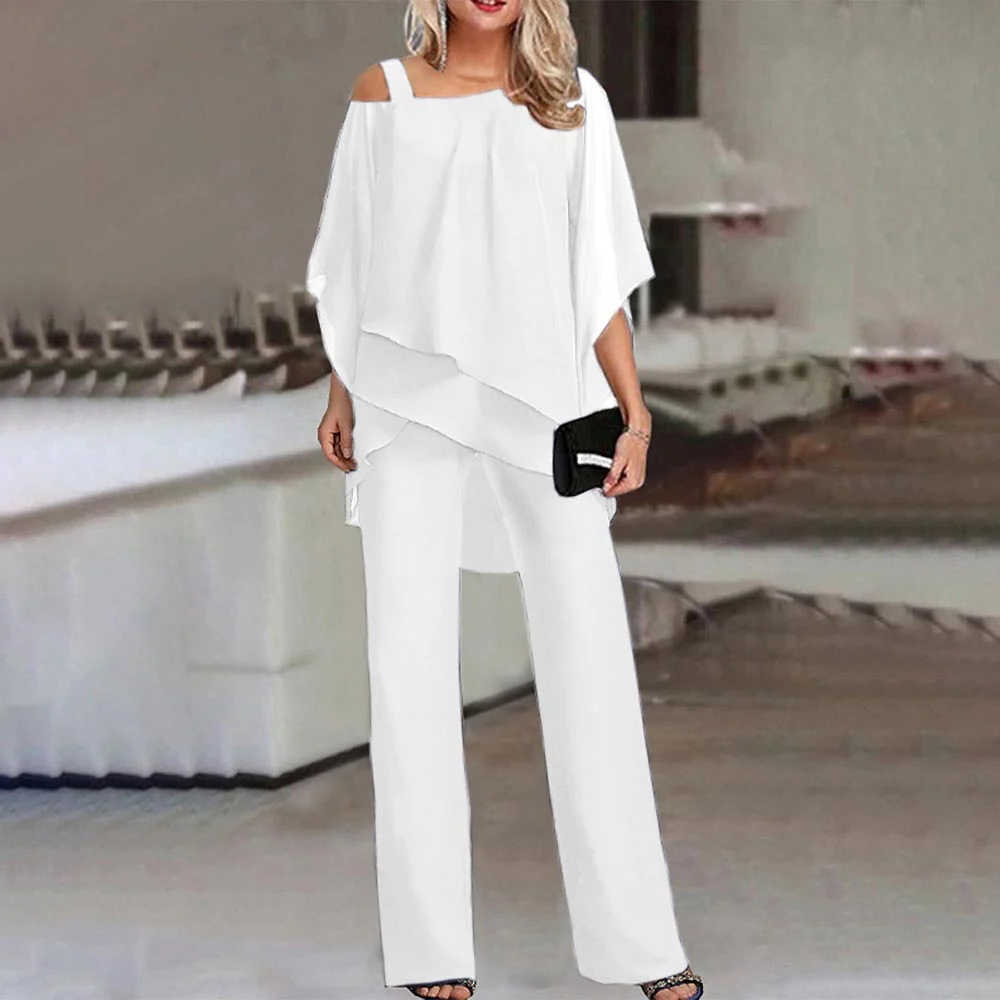 Elegant Women's Two-Piece Set with Cold Shoulder Design for Versatile Occasions 1
