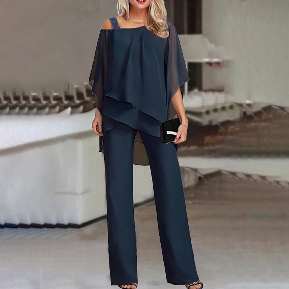 Elegant Women's Two-Piece Set with Cold Shoulder Design for Versatile Occasions 3