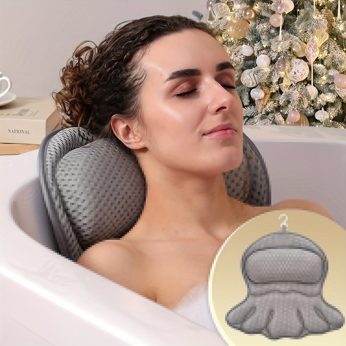Ergonomic Bath Pillow with Neck and Back Support – Quick-Drying Mesh Cushion for Spa Experience 3