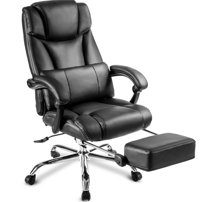 Ergonomic Leather Office Chair with Adjustable Height for Comfort – Modern Black Desk Chair for Home and Office 0