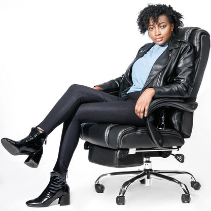 Ergonomic Leather Office Chair with Adjustable Height for Comfort – Modern Black Desk Chair for Home and Office 3