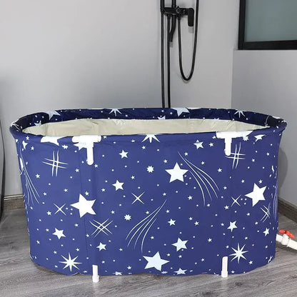 Foldable Portable Bathtub for Adults and Babies – Insulated Waterproof Hot Tub, Ergonomic Design, Blue, 118x55x50cm 6
