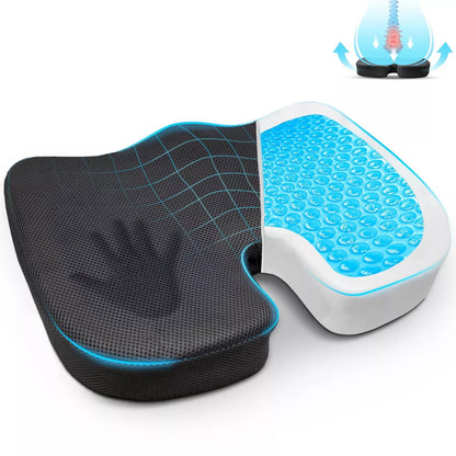 Gel and Memory Foam Coccyx Seat Cushion for Pressure Relief and Comfort – Ergonomic Design, Portable, Non-Slip Bottom, Black 0