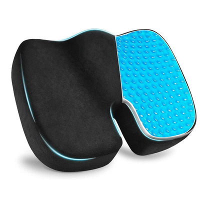 Gel and Memory Foam Coccyx Seat Cushion for Pressure Relief and Comfort – Ergonomic Design, Portable, Non-Slip Bottom, Black 1